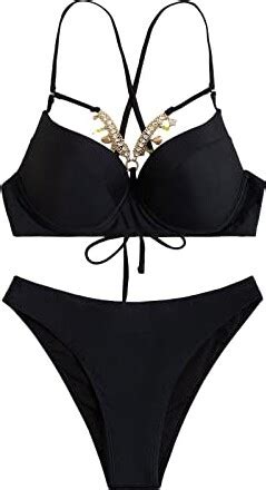 Aute Women S New Split Swimsuit Erogenous Chain Bikini Teen Girl Swimming Suits Black Shopstyle