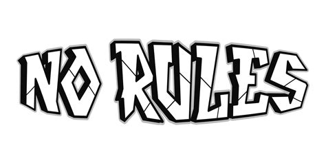 No Rules Word Graffiti Style Letters Vector Hand Drawn Doodle Cartoon