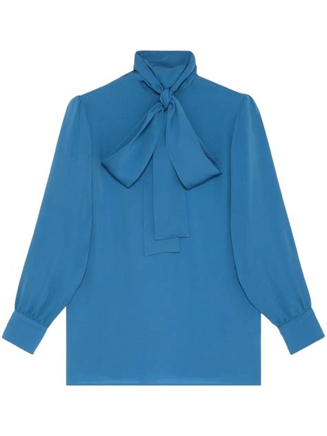 Gucci Pussy Bow Collar Silk Blouse Farfetch
