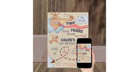 Vintage Airplane Time Flies Birthday Invitation Zazzle