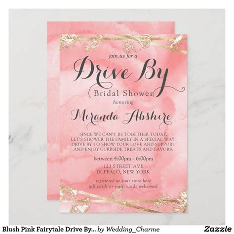 Blush Pink Fairytale Drive By Bridal Shower Invitation Zazzle