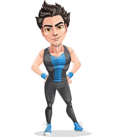 Vector Fitness Cartoon Character Mitch The Motivated Fitness Guy