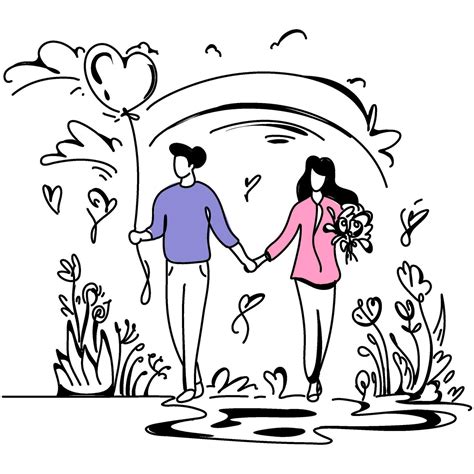 Romantic Web inspired Flat Illustration Enchanting Valentine Date Scene