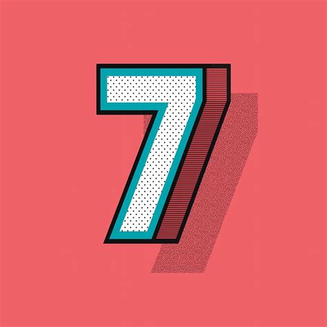 The Number Seven Is Made Up Of Dots And Lines On A Pink Background With