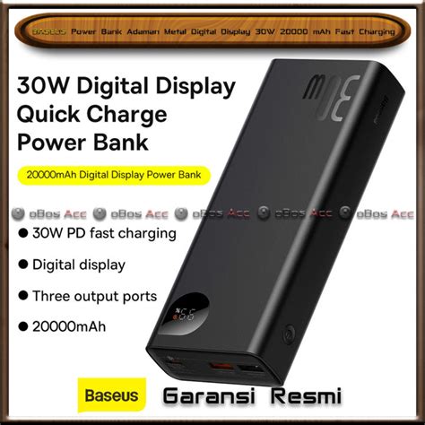 BASEUS Power Bank Adaman Metal Digital Display 30W 20000 MAh Fast