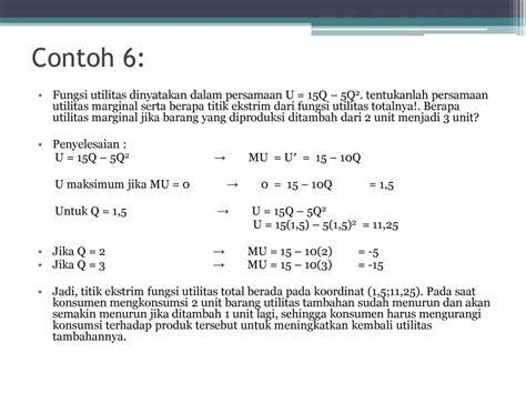 Contoh Soal Total Utility Dan Marginal Utility Riset