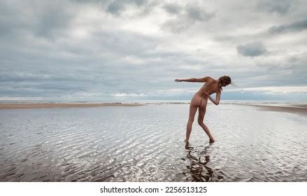 Naked Woman Dancer Poses On Beach Stock Photo Shutterstock