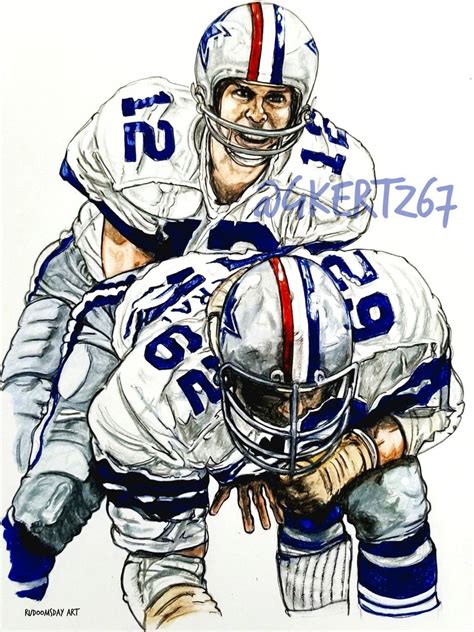 Roger Staubach Circa 1976 Artwork By Glen Kertes Dallas Cowboys