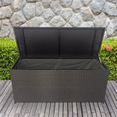 Outdoor Storage Box, 113 Gallon Wicker Patio Deck Boxes with Lid ...