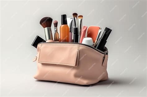 Premium AI Image | A bag of makeup brushes is open to a pink bag.