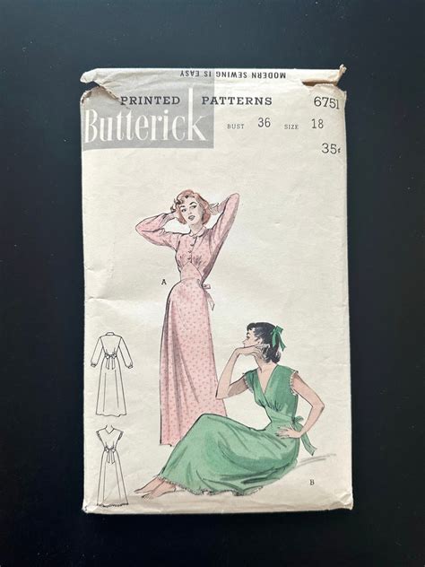 S Butterick Bust Retro Empire Waist Lingerie Peignoir Nightgown Robe Boudoir