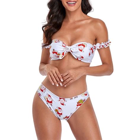 Sngxgn Women S High Waisted Bikini Scoop Neck Swimsuit Two Pieces Bathing Suit Red M Walmart