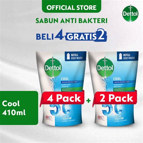 Jual Dettol Sabun Mandi Cair Anti Bakteri Cool 410gr X6 Shopee Indonesia