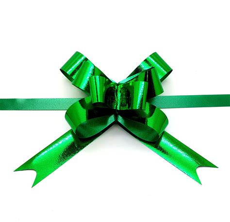 Shiny Green Pull Bows-Xmas Green Gift Bows-Bright Green Bows – Hallons