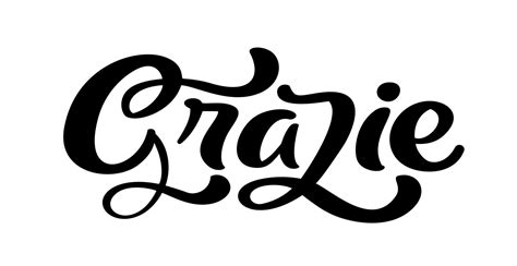 grazie handwritten lettering text    italian language ink
