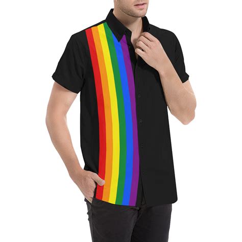 Gay Pride Rainbow Flag Stripes Men S All Over Print Short Sleeve Shirt Model T Id D