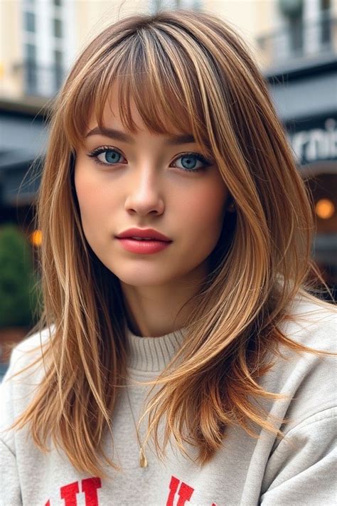 Flattering Medium Hairstyles Perfect For Thin Hair Honey Blonde Layered Long Bob With