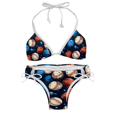 Baseball Swimsuit Bikini Set With Detachable Sponge And Adjustable Strap Two Pack For Swimming