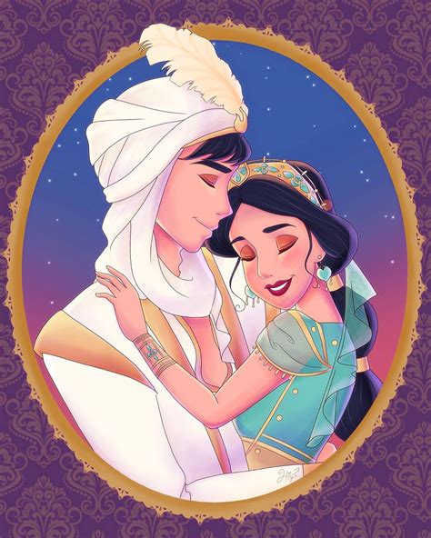 . Aladdin&Jasmine🌙💜 #art #illustration #drawing #disney #disneyart # ...