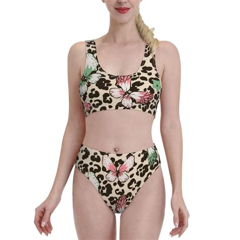 Daiia Leopard Dots Women S Bikini Swimsuit Two Piece Swimsuit High Waisted Slim Fit High Leg