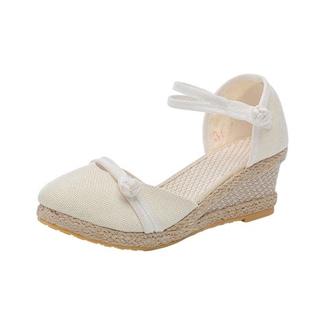 Clearance Jeashchat Womens Espadrille Platform Wedge Sandals Closed Toe