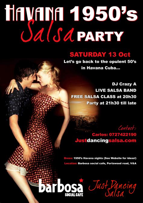 1950’s Havana Salsa Party!!- 13 October! | Just Dancing Salsa~ Cape Town