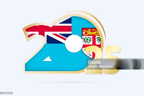 Year 2025 With Fiji Flag Pattern Stock Illustration - Download Image