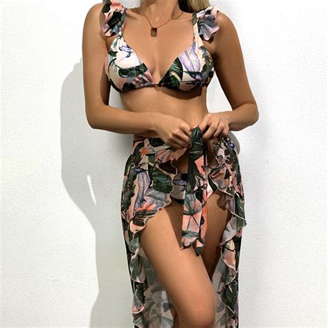 bikini De Gasa Sexy Europeo Americano Traje De Baño De Dividido Femenino De Tres Piezas Shopee