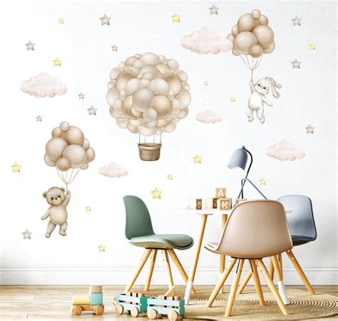 Hot Air Balloon Nursery Wall Decal Personalized Name Etsy