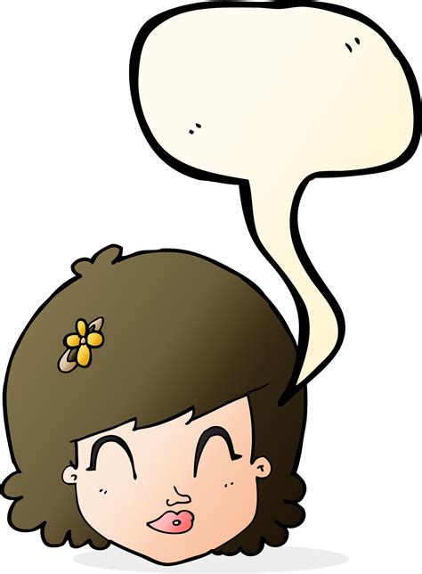 Cartoon Happy Female Face With Speech Bubble 44995414 Png