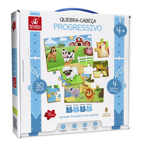 Quebra Cabeça 30 Peças - Quebra-Cabeça Progressivo 30 Peças Brinquedo Educativo de Madeira ...