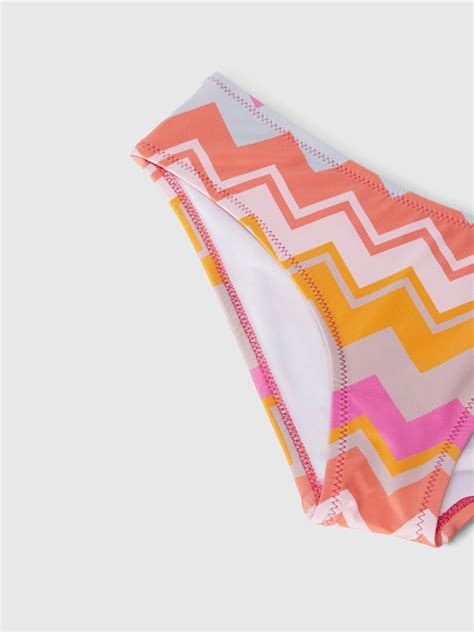 Zig Zag Print Bikini Swimsuit With Logo Fuchsia Red Missoni