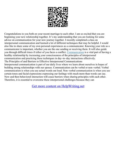 Interpersonal Communication Essay | PDF