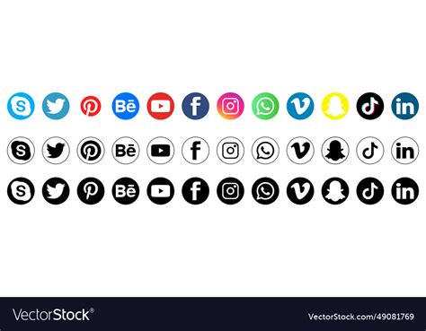 social network logos flat icon set royalty  vector image