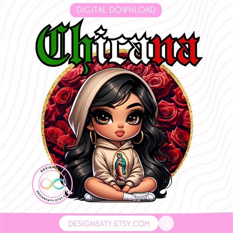 Chicana Latina Png Chicana Png Chibi Style Digital Files Dtf Uvdtf Tumbler Mug T Shirt Png