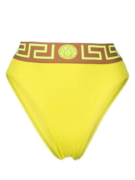 Versace Bikini Bottom With Greca Detail In Yellow Lyst