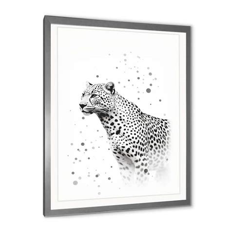 Designart Minimalism Black And White Leopard Portrait Animals Leopard