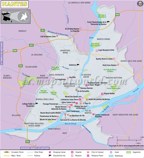 nantes carte carte de ville de nantes france