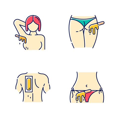 Hot Waxing Beige Color Icons Set Armpit Buttocks Back Bikini Hair Removal Cold Wax Strips