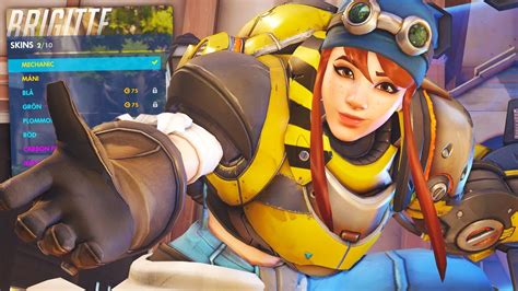 Overwatch New Brigitte All Skins And Items Torbjorn Themed Skin Youtube