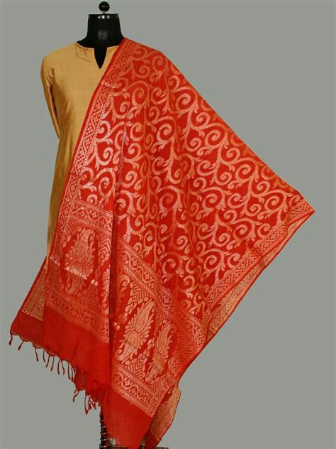 Orange Silk Cotton Banarasi Dupatta Banarasidupatta Banarsi Dupatta