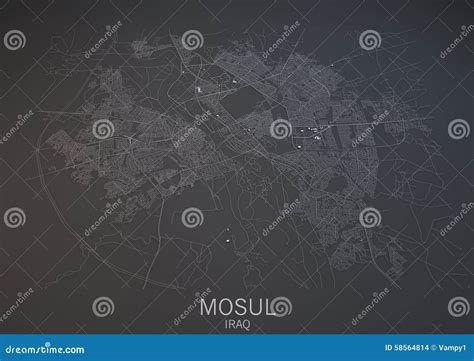 Map Of Mosul Iraq Satellite View Stock Illustration Illustration Of