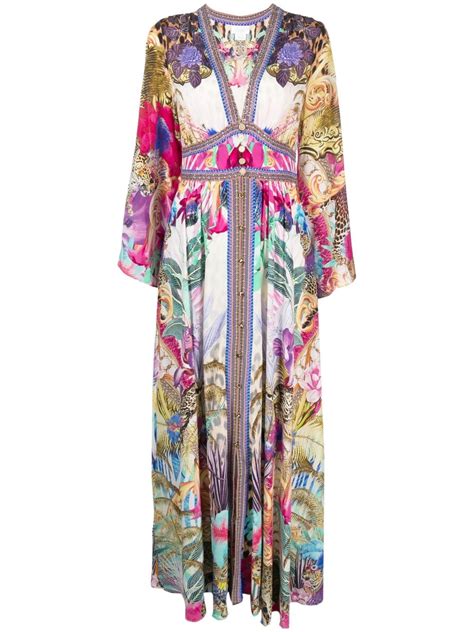 Camilla Graphic Print Silk Dress Farfetch