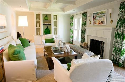 Living Room With Green Accents Transitional Living Room