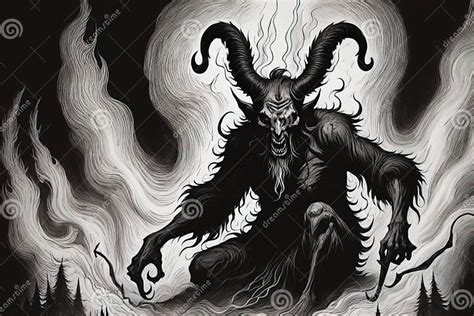 Satanic Bizarre Krampus Dark Style Scary Art Weird Abyssal