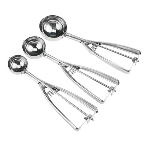 Stainless Steel Ice Cream Scoop With Trigger Set Of 3 Shop Today