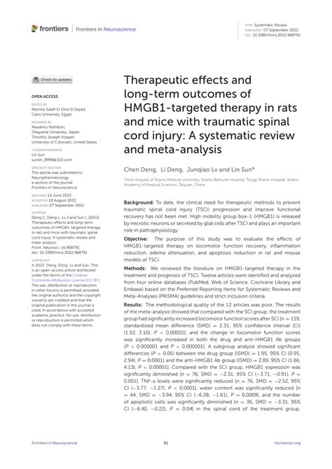 (PDF) Therapeutic effects and long-term outcomes of HMGB1-targeted ...