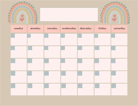 Boho Rainbow Calendar Etsy