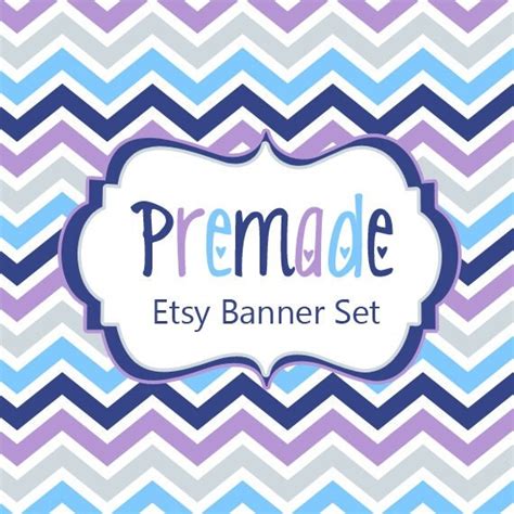 Blue Purple Chevron Etsy Banner Set Etsy Shop Banners Etsy Branding Set