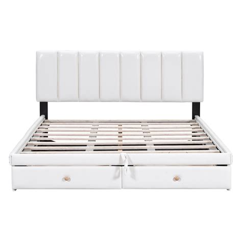 Queen Size Upholstered Bed With Hydraulic Storage System And Drawer